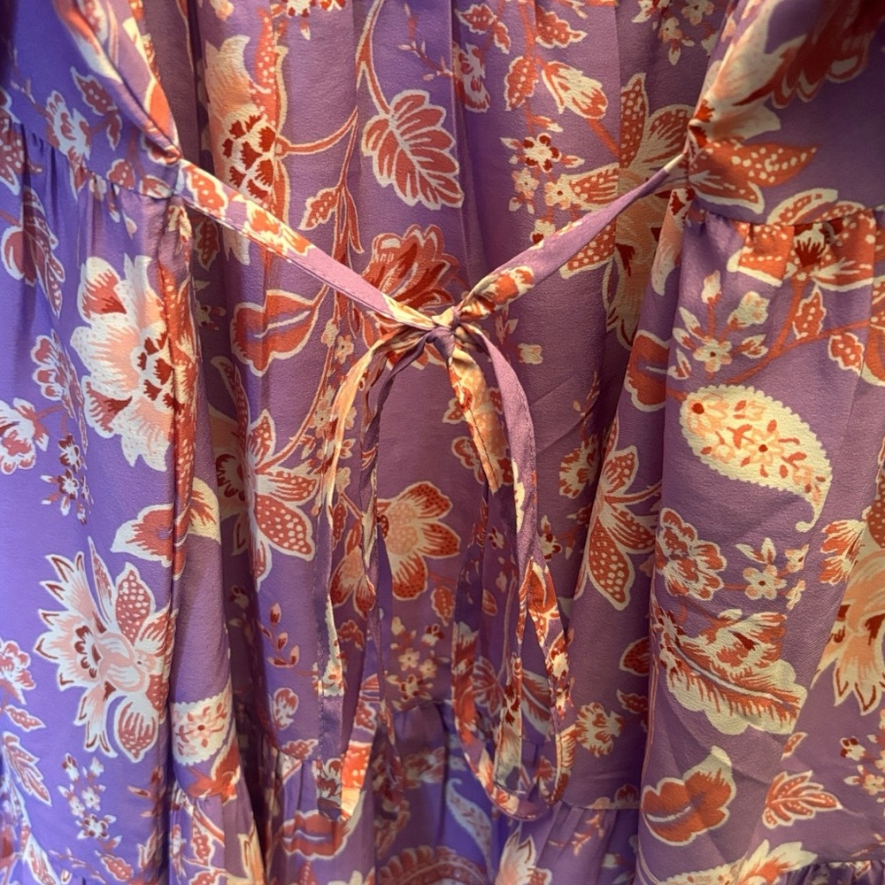 Band of the Free | Purple Floral Tiered Puff Sleeve Babydoll Dress Size Medium - Picture 8 of 10
